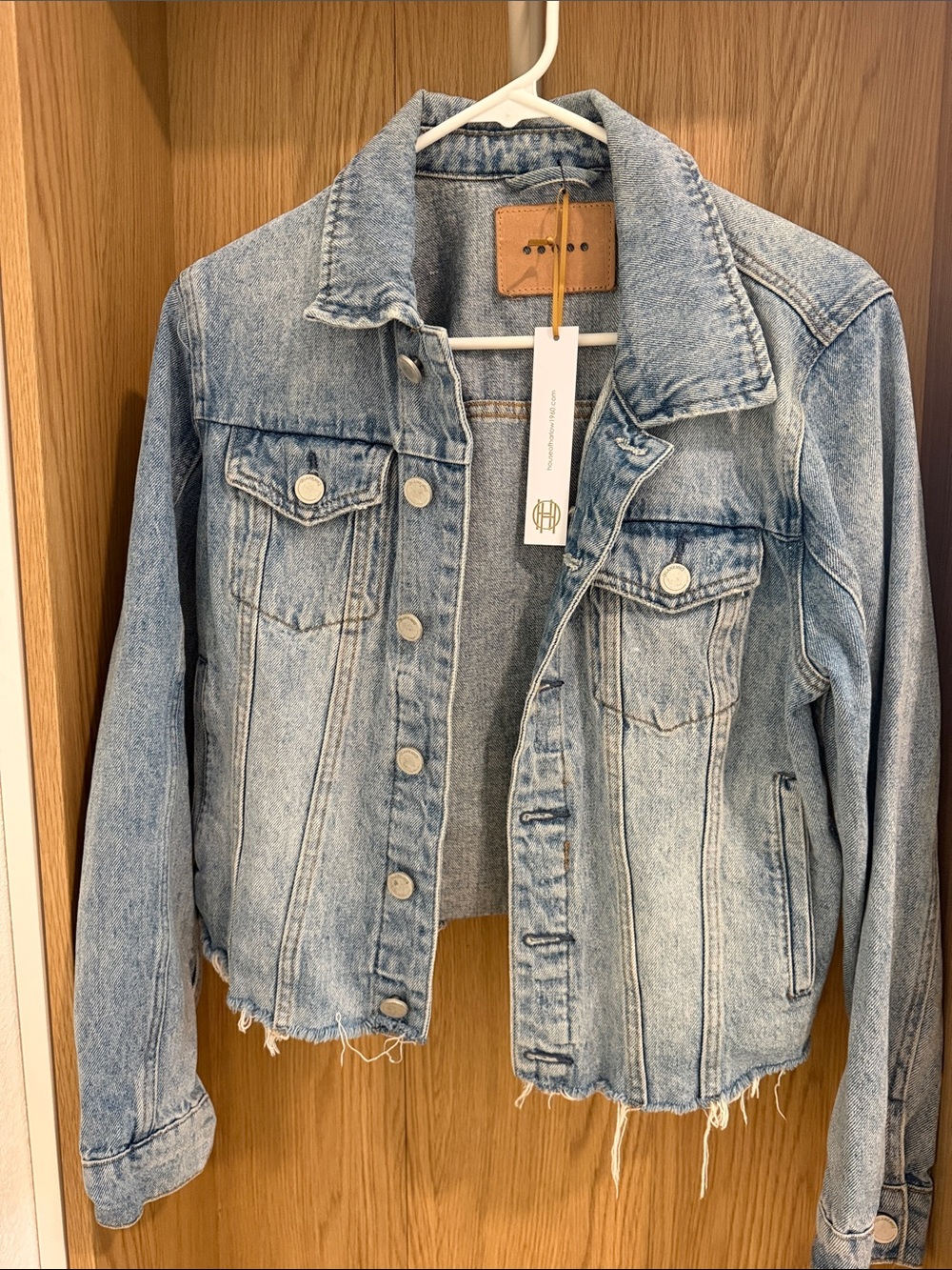 REVOLVE Light Wash Distressed Hem Denim Jacket